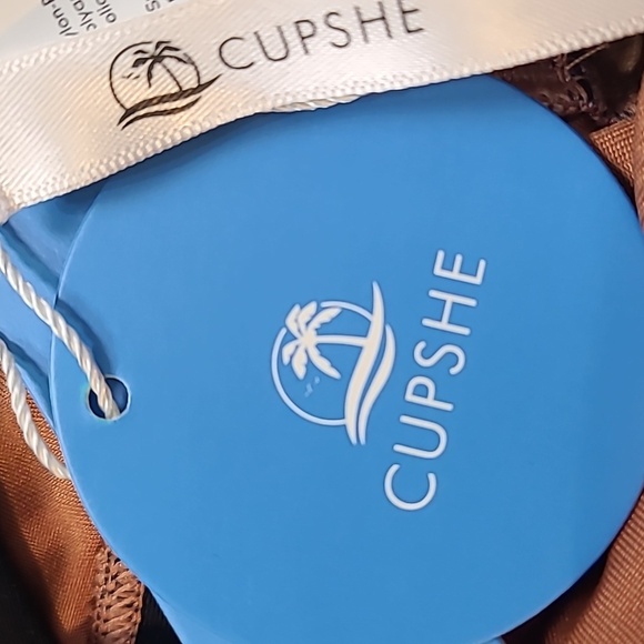 Cupshe Brown/Black Swimsuit, Criss-Cross Neckline,Cutouts, Size Medium, NWT - Picture 8 of 9